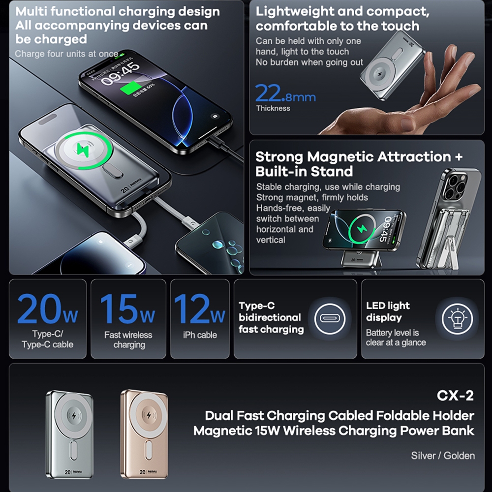 Power Bank 10000mAh RPP-678  Wireless - แบตสำรอง REMAX