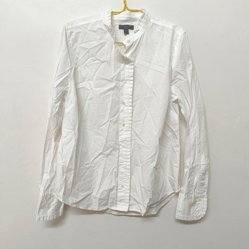 (มือสอง)เสื้อเชิ้ต J.CREW สีขาว แต่งคอ