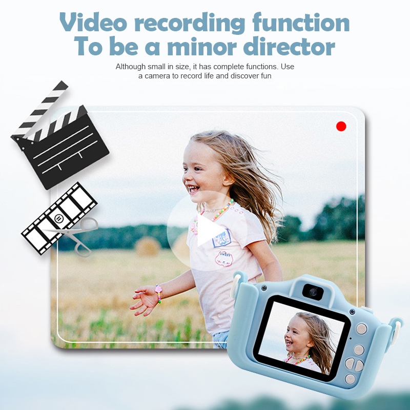 กล้องถ่ายรูปเด็ก กล้องดิจิทัล 1080P หน้าจอ IPS 2.0 นิ้ว กล้องคู่เด็กกล้องการ์ตูนของเล่นมินิกล้อง เอสแอลอาร์