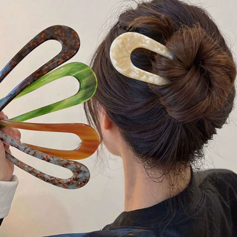 ปิ่นปักผมอะครีลิค U Hairpin ทรงใหญ่ขนาด 13 cm. กิ๊บติดผม เครื่องประดับผม