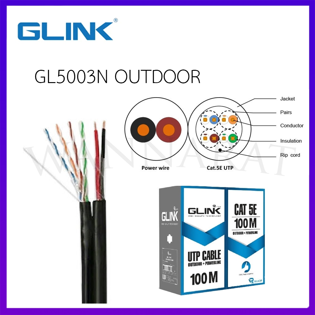GLINK รุ่น GL5003N OUTDOOR สายCAT5E + POWERLINE ความยาว 100เมตร