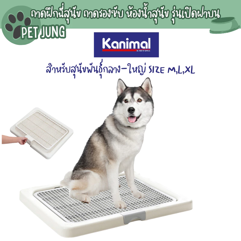 Kanimal Dog Toilet ถาดฝึกฉี่สุนัข ถาดรองซับ ห้องน้ำสุนัข รุ่นเปิดฝาบน สำหรับสุนัขพันธุ์กลาง-ใหญ่ Size M,L,XL
