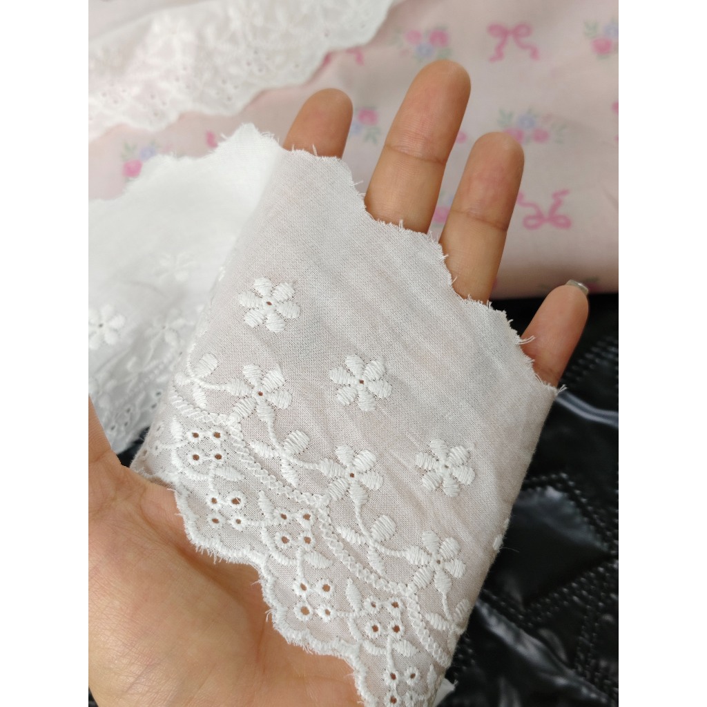 Macraft ผ้าคอตตอนตกแต่งเสื้อผ้า ขนาด 8 CM ผ้าฉลุ ตกแต่งชายกระโปรงเทปตกแต่ง CTA 19