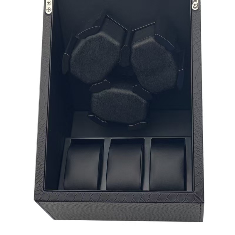*พร้อมส่ง*กล่องหมุนนาฬิกา 3+3 เรือน(หนัง)Watch Winder กล่องนาฬิกา หยุดทันทีที่เปิดฝา เกียร์ 5 แสงโดยรอบ
