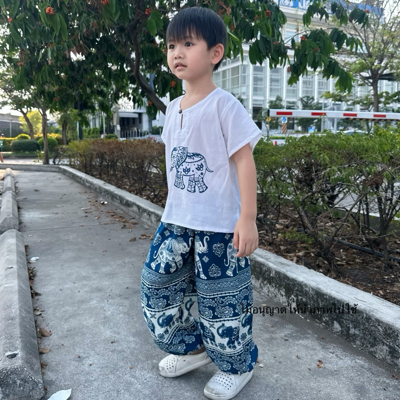 TP010 ส่งด่วน⚡️ ชุดช้างขายาวผ้าสปัน เสื้อ+กางเกง ผ้านิ่มพริ้วใส่สบาย S-2XL ใส่ได้ทั้งชายหญิง