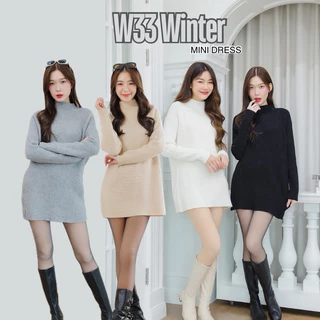 W33 Winter Mini Dress เดรสไหมพรมสั้น กันหนาว ผ้าหนา