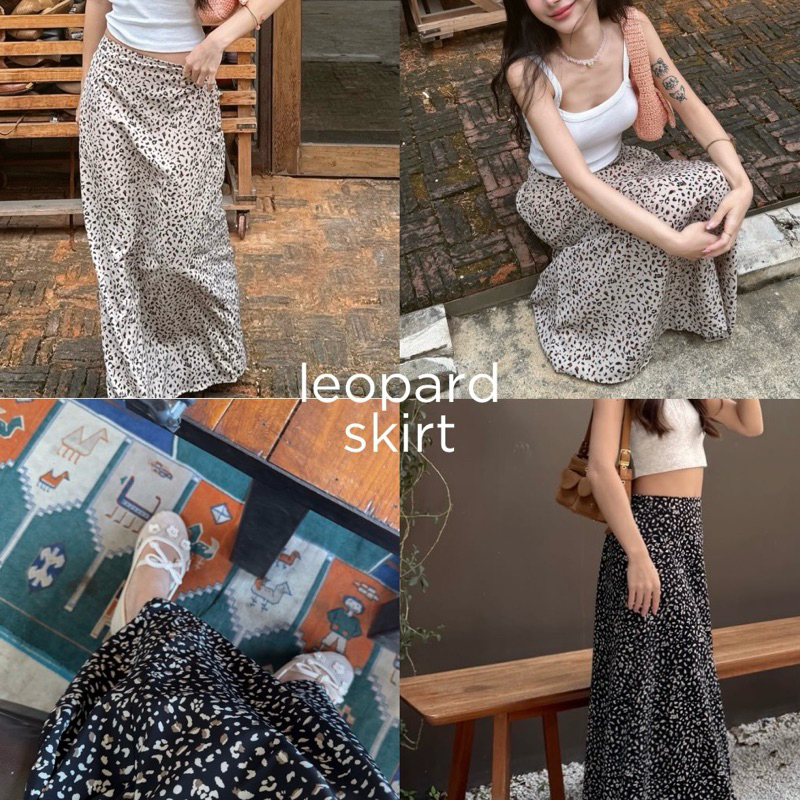 shatamps leopard skrit กระโปรงยาว กระโปรงลายเสือ