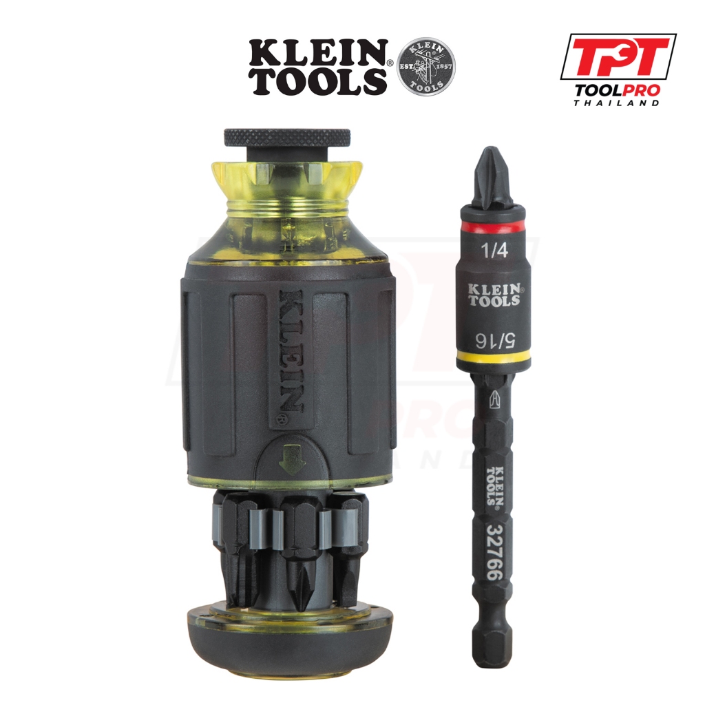 Klein Tools ไขควง 10-in-1 Impact-Rated Stubby Driver Set with Flip Socket (32308F)