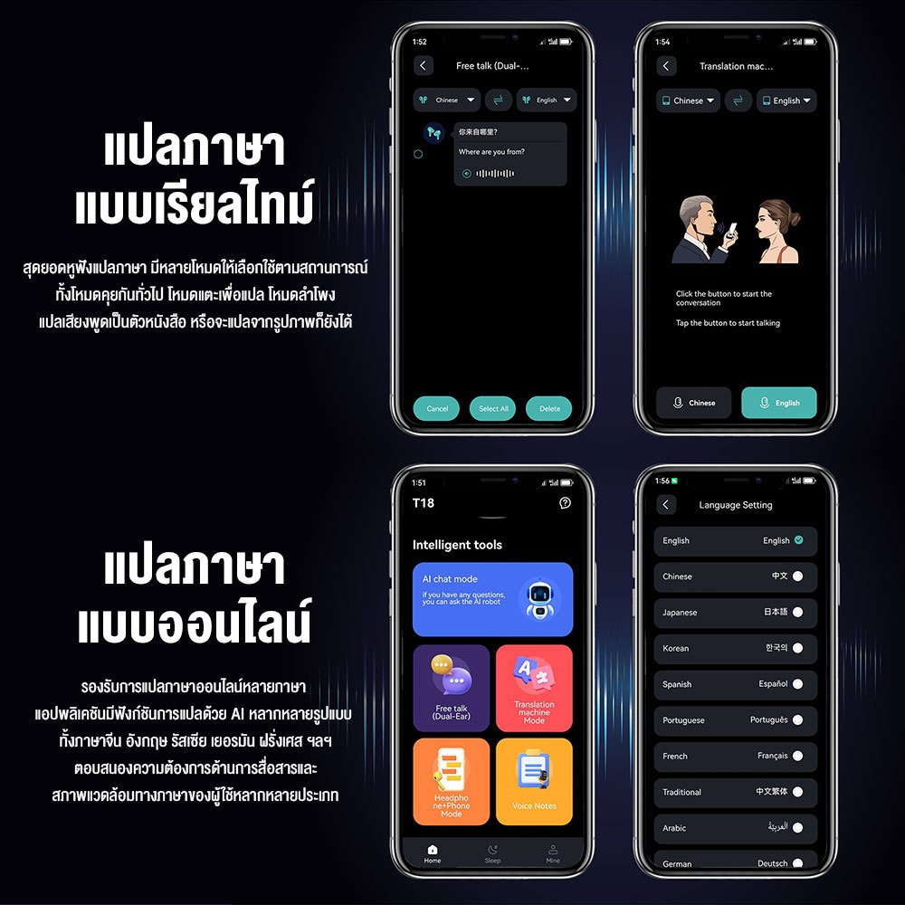 Onikuma T209 OWS Bluetooth Earphone หูฟังไร้สาย แปลภาษาได้มากถึง 134 ภาษา หน้าจอแสดงพลังงาน LED