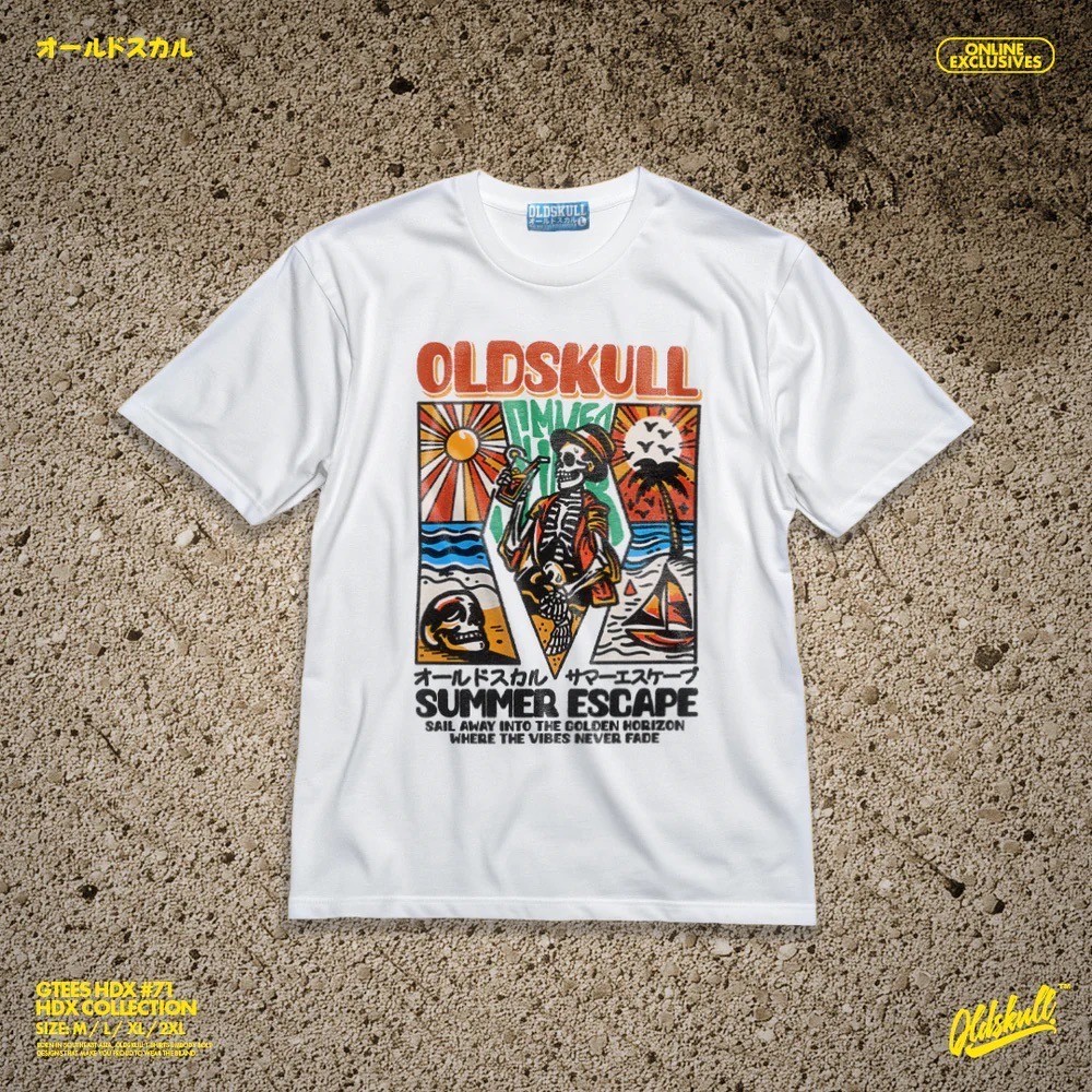 เสื้อยืด OLDSKULL GTEES No.71 ” SUMMER ESCAPE “☀️ ราคา ถูกที่สุด ดีลบีเคเค แกลเลอรีภาพที่ 3