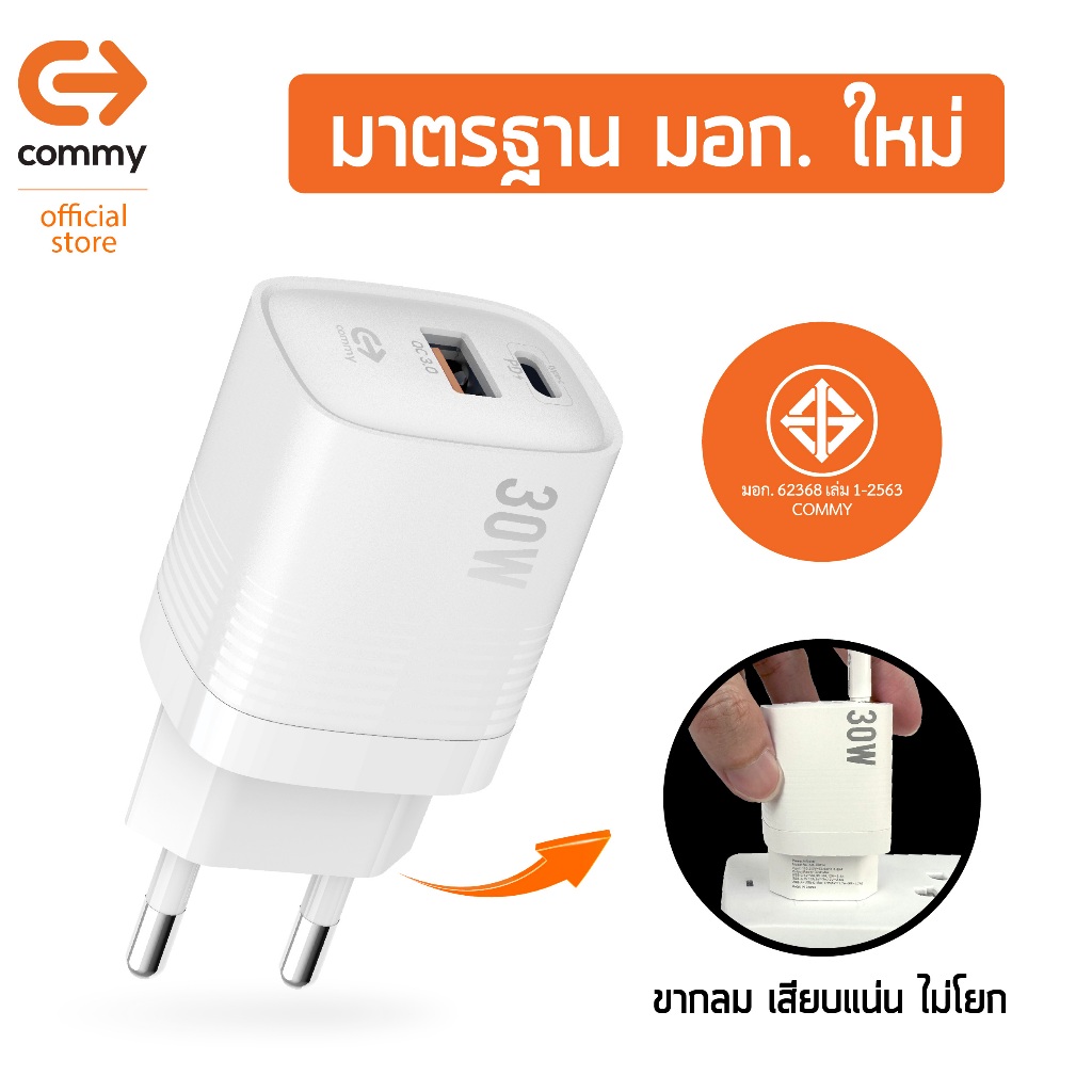 Commy หัวชาร์จเร็ว 25W/30W/33W GAN PD+QC4.0 Adaptor หัวชาร์จไอโฟน หัวชาร์จ Samsung ซัมซุง รับประกัน - รูปที่ 4