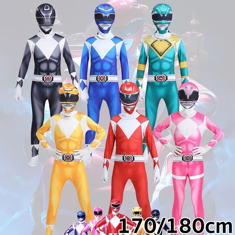 Power Rangers ชุดพาวเวอร์เรนเจอร์ส ชุดจั๊มสูทคอสเพลย์ ชุดโอเรนเจอร์ ชุดฮีโร่ ชุดจั๊มสูทคอสเพลย์ เหมาะกับปาร์ตี้ฮาโลวีน ส