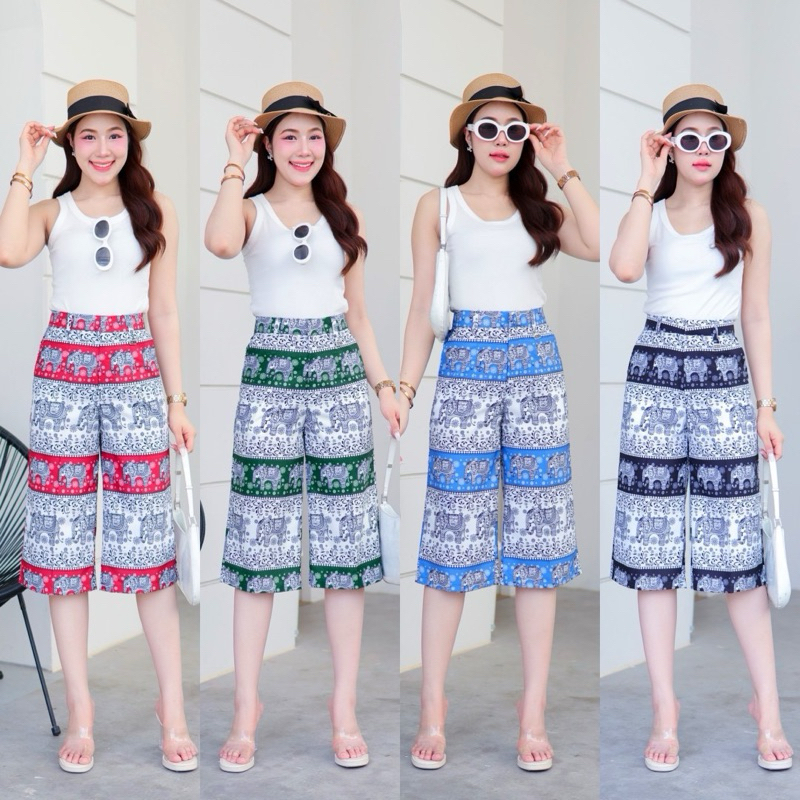 กางเกงช้างทรง4ส่วนรับsummerตะขอหน้ามีกระเป๋าM-3XL♾️
