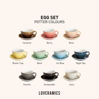 LOVERAMICS ชุดแก้วกาแฟเซรามิค รุ่น EGG Set (Cup & Saucer) - Potters Colors