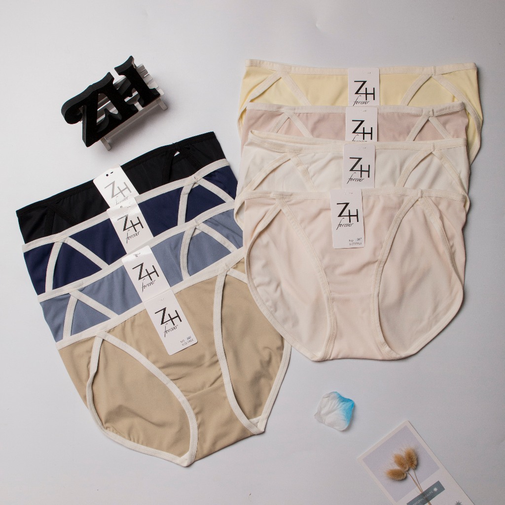 ZH.307 กางเกงชั้นในผู้หญิงเอวต่ำ บิกินี่งานผ้าลื่น สินค้าพร้อมส่ง8สี