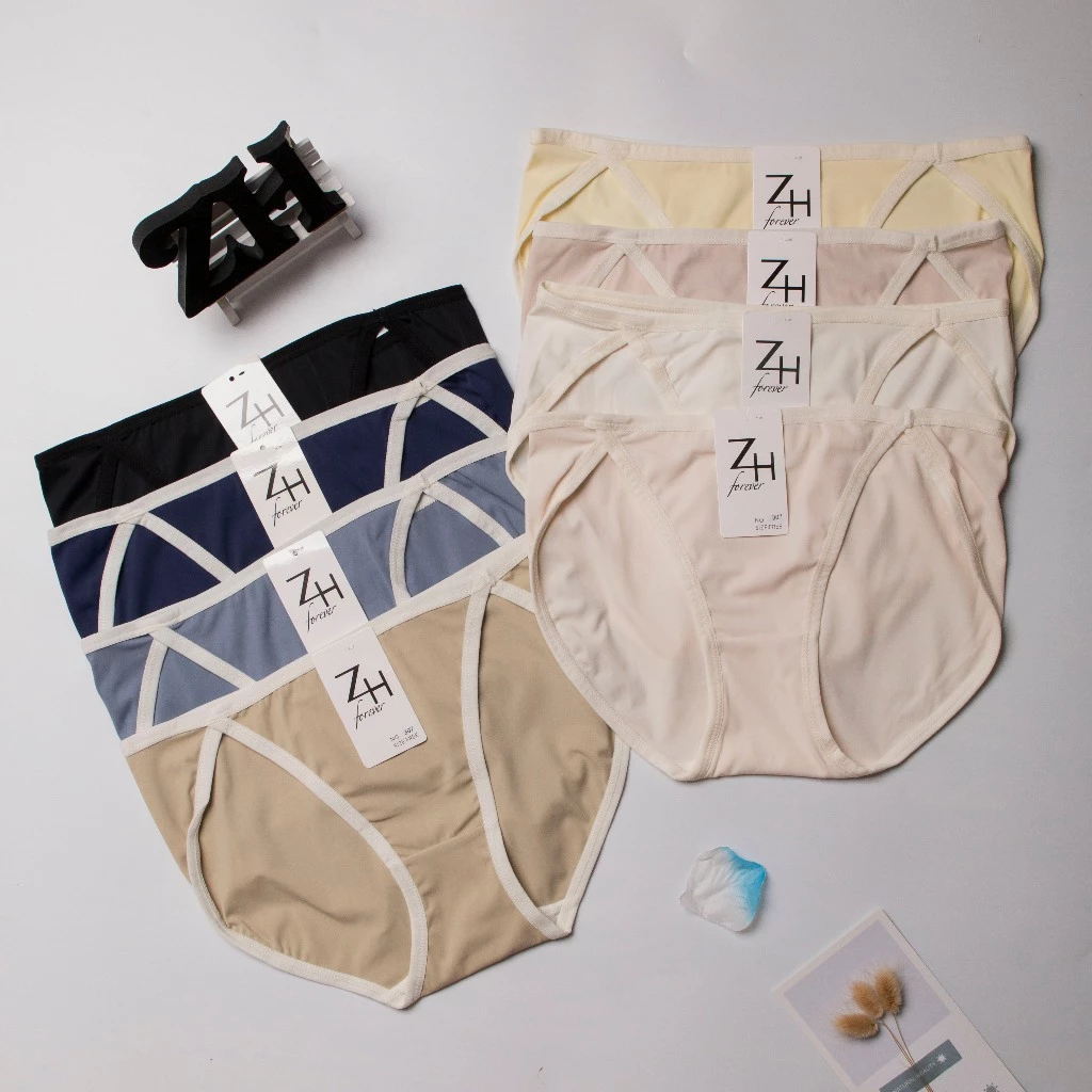 ZH.307 กางเกงชั้นในผู้หญิงเอวต่ำ บิกินี่งานผ้าลื่น สินค้าพร้อมส่ง8สี