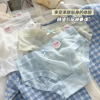 🧸💦Karola Bikinis⛱️🧸 #Y18 กางเกงในผู้หญิง ขอบเป้าไม่พับ กระชับ ผ้าไหมน้ำแข็ง icy เซ็กซี่น่ารัก เอวขอบลูกไม้ พิมพ์ลายหัวใจ