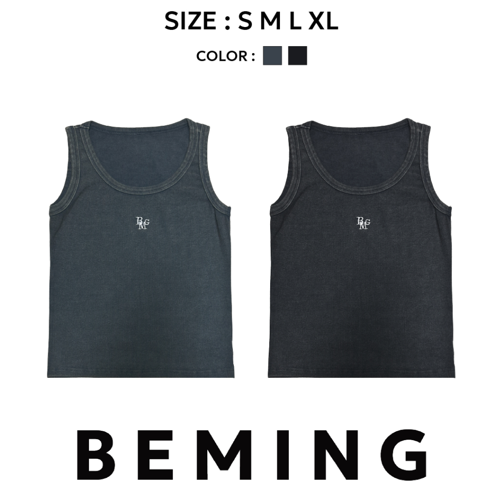 Bemingtop892(S-XL)-RAW EDGE TANKเสื้อกล้ามคัตติ้งเนี้ยบ ดีไซน์วินเทจแบบ Raw Edge