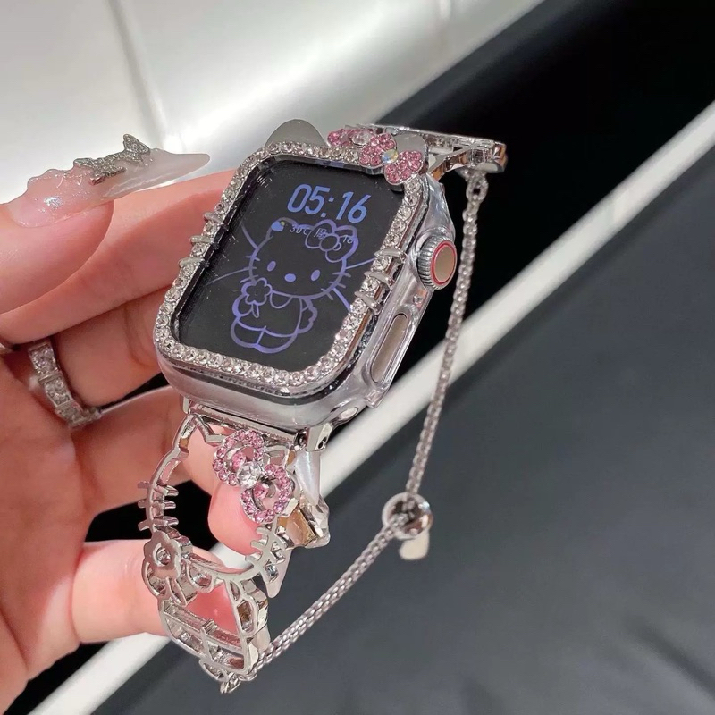 พร้อมส่งมาใหม่ เคส PC น้อง KT ประดับเพชร ใช้ได้กับ Smart Watch 10 9 8 7 Se ขนาด 41 45 (S10)42 46mm