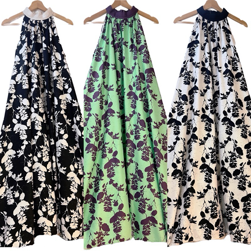 sirin studioเดรสยาวผ้าลายแขนกุดB162