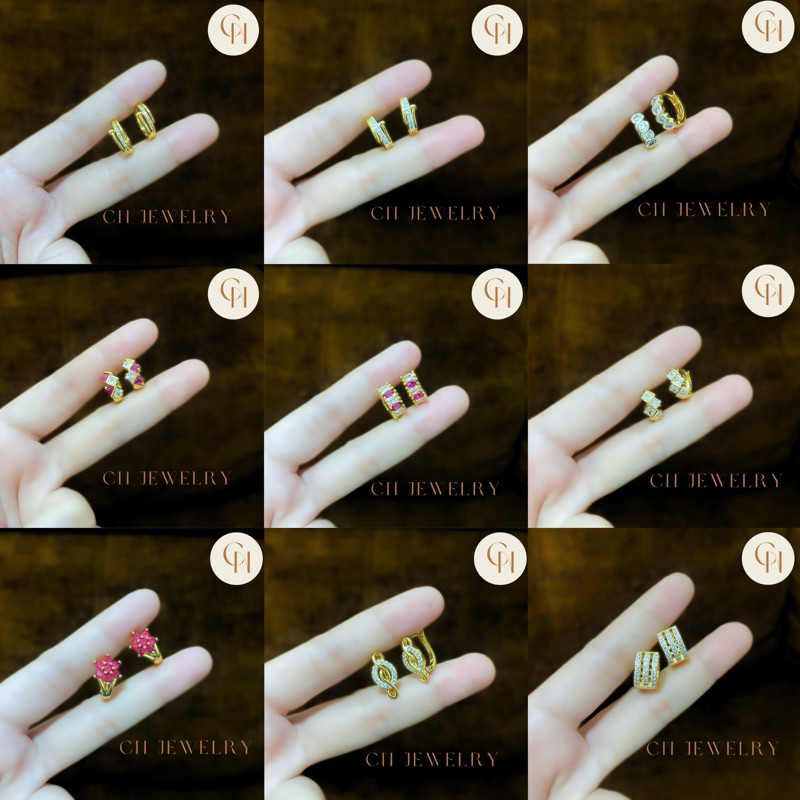 ต่างหูห่วงเพชร 👑รุ่นยอดนิยม 1คู่  CN Jewelry earing ตุ้มหู ต่างหูแฟชั่น ต่างหูเกาหลี ต่างหูทอง