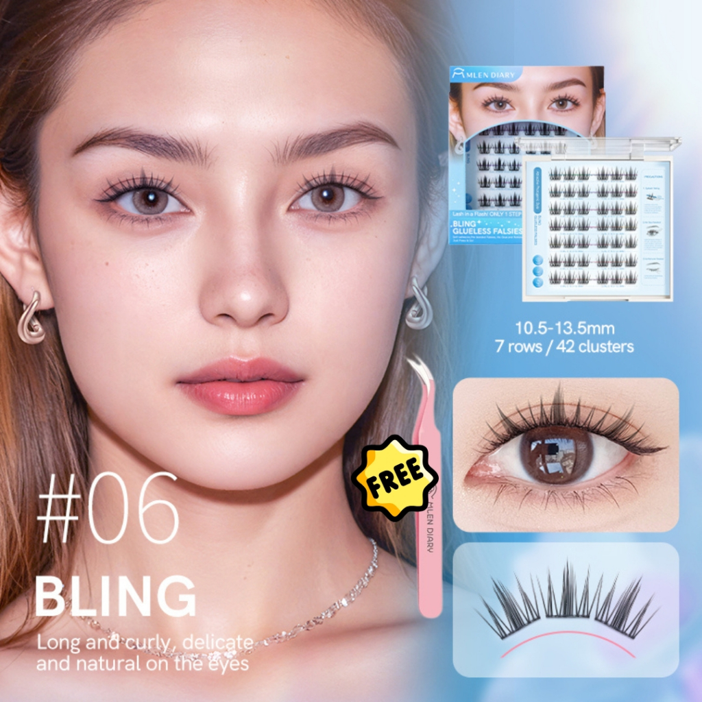 🔥Mlen Diary ขนตาคุณภาพ🔥 ขนตามีกาวในตัว ติดง่าย NO.06 BLING
