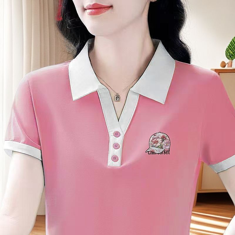 เสื้อกีฬาที่สบายที่สุด  ปก POLO เฟอร์  ท็อปส์ หลายสี M-5XL   เสื้อเชิ้ตแขนสั้นสีสะกด