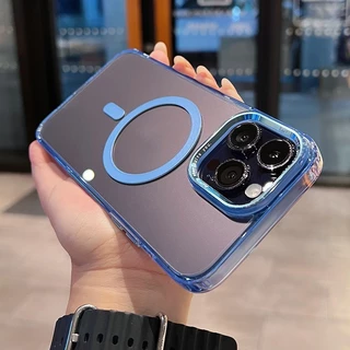 359.เคส ชาร์ตได้ สำหรับ iPhone 16 e 16e 16Plus 16Promax 11,12,13,14,15 Pro Plus Promax เคสใส เคส แม่เหล็ก เคสขอบสี