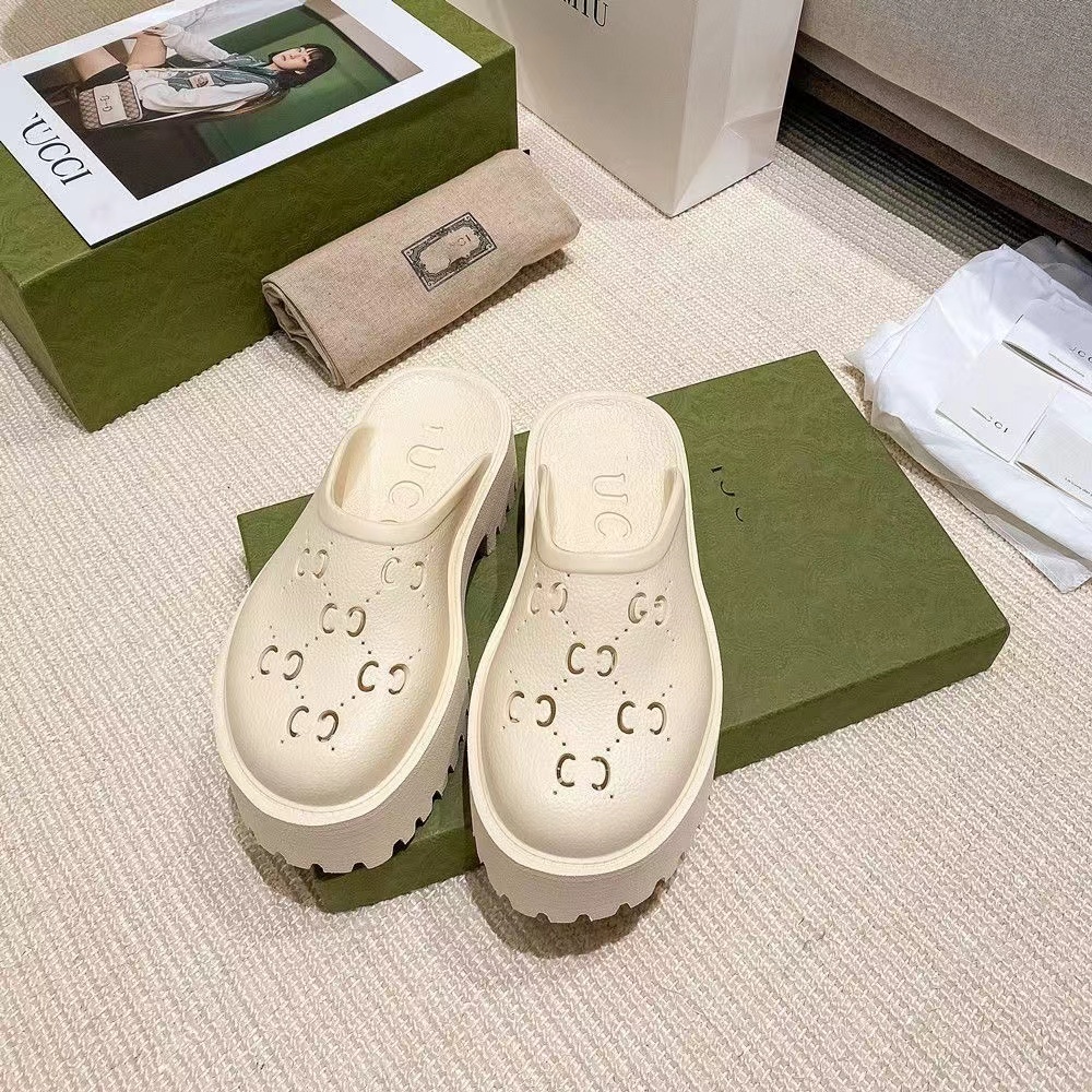 Size 35-45 รองเท้าผู้หญิงเปิดส้นGGส้นตึก เท้าอวบใส่ได้สบาย ส้นสูง 5.5cm.