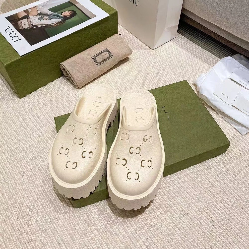 Size 35-45 รองเท้าผู้หญิงเปิดส้นGGส้นตึก เท้าอวบใส่ได้สบาย ส้นสูง 5.5cm.