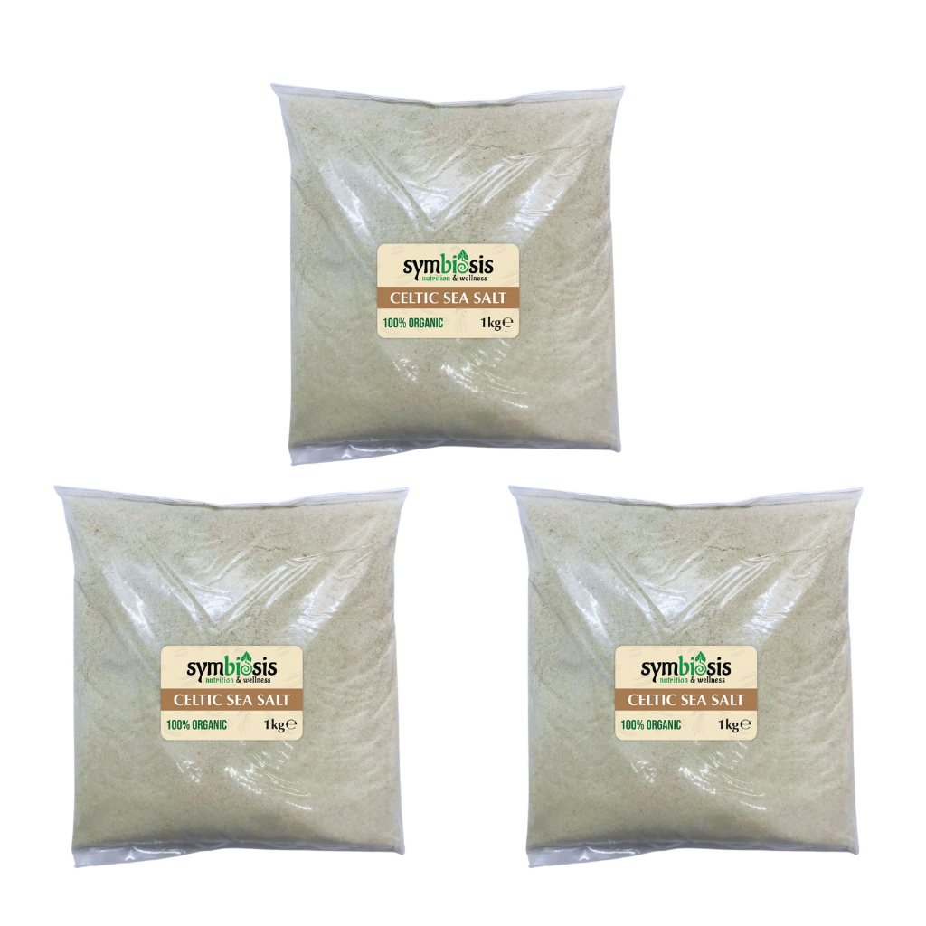 SYMBIOSIS - Celtic Sea Salt FINE เกลือทะเลเซลติก. แบบป่น 3Kg (1 Kg x 3 Bags)