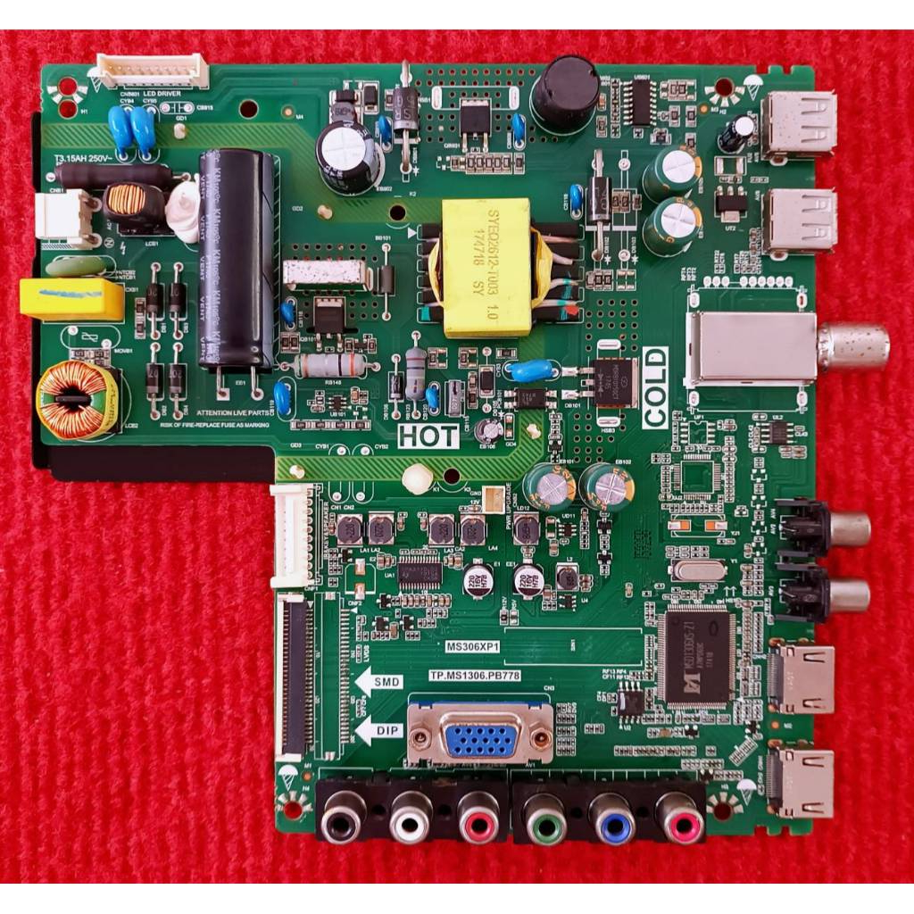 เมนบอร์ดทีวี TCL รุ่น LED29D2900 , LED32D2900 , LED32D2910 พาสบอร์ด TP.MS1306.PB778