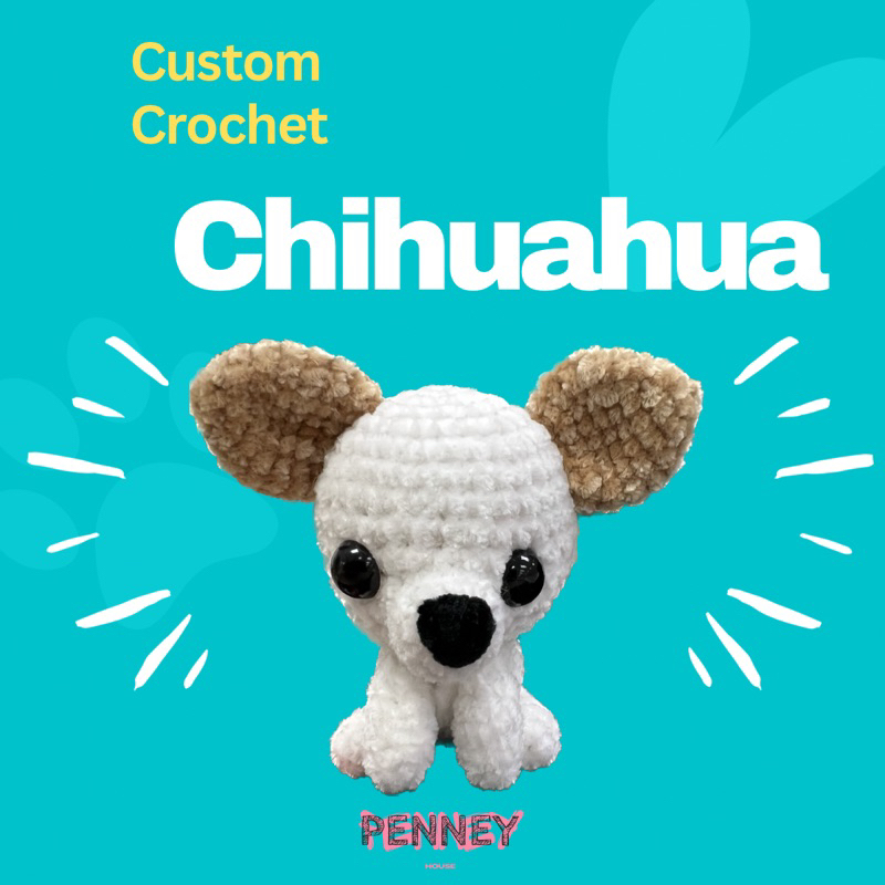 ตุ๊กตาไหมพรมชิวาวา เปลี่ยนสีหู เปลี่ยนสีตัวได้ แถมพวงกุญแจฟรี 🐶🧶