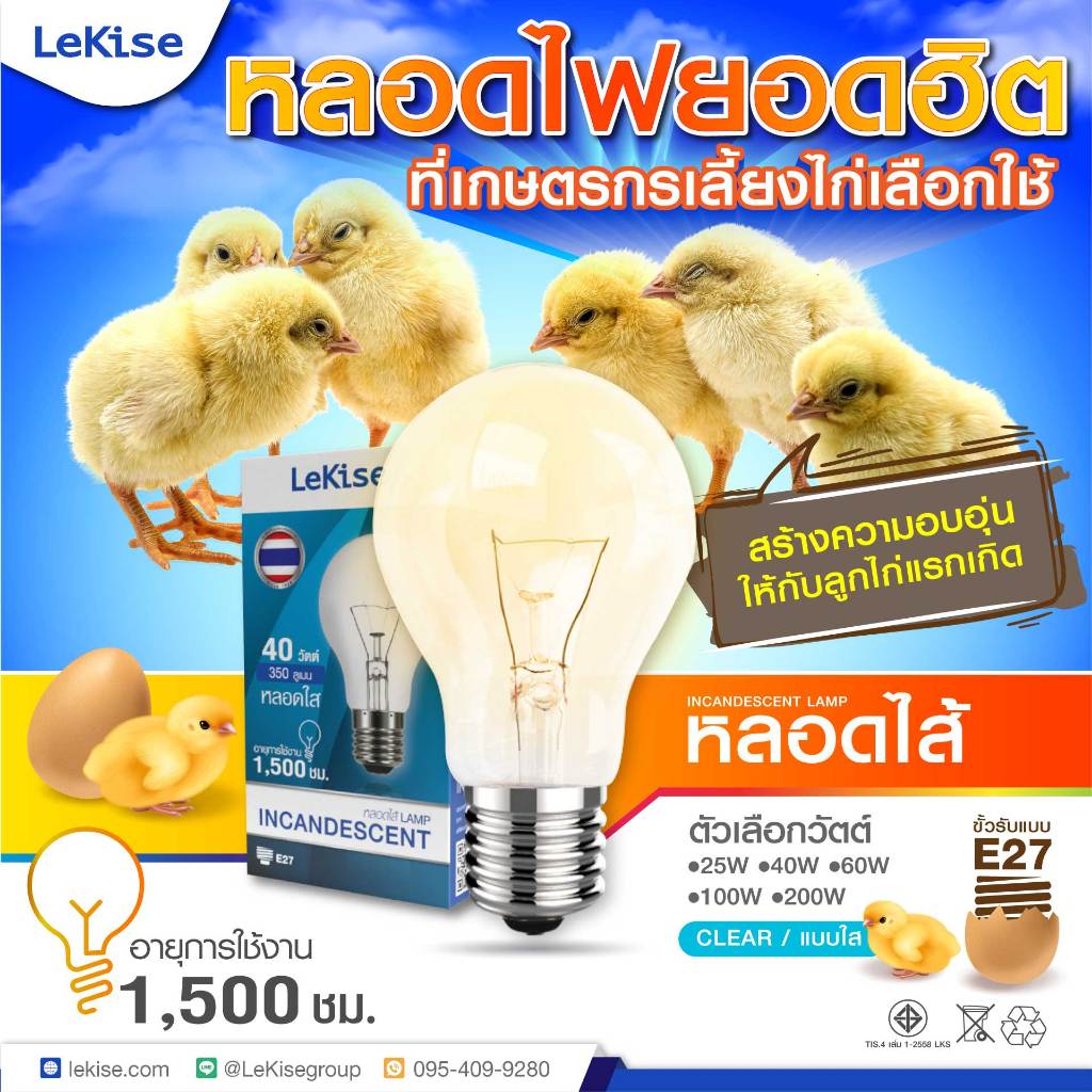 LeKise หลอดไส้ หลอดไฟให้ความร้อน INCANDESCENT LAMP