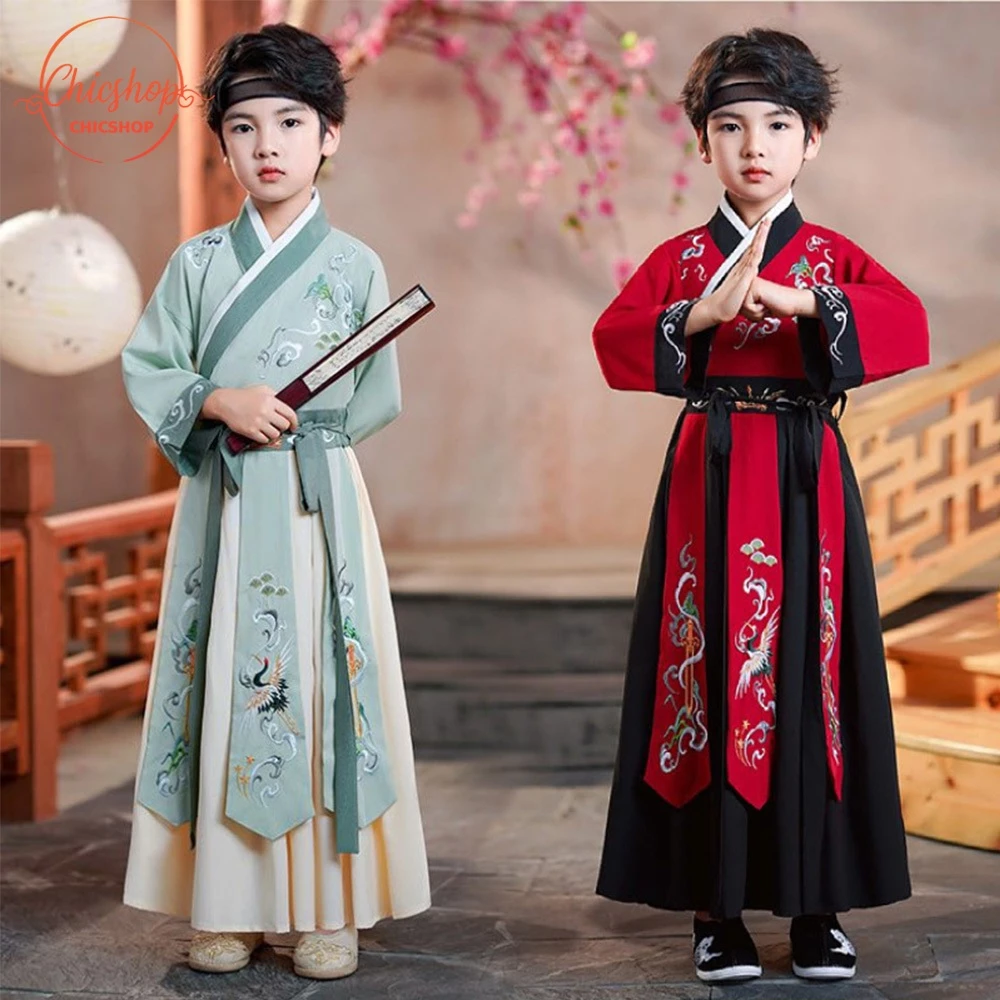 ชุดฮันฟู จีนโบราณ เครื่องแต่งกาย ชุดนักเรียน สำหรับเด็กผู้ชาย
