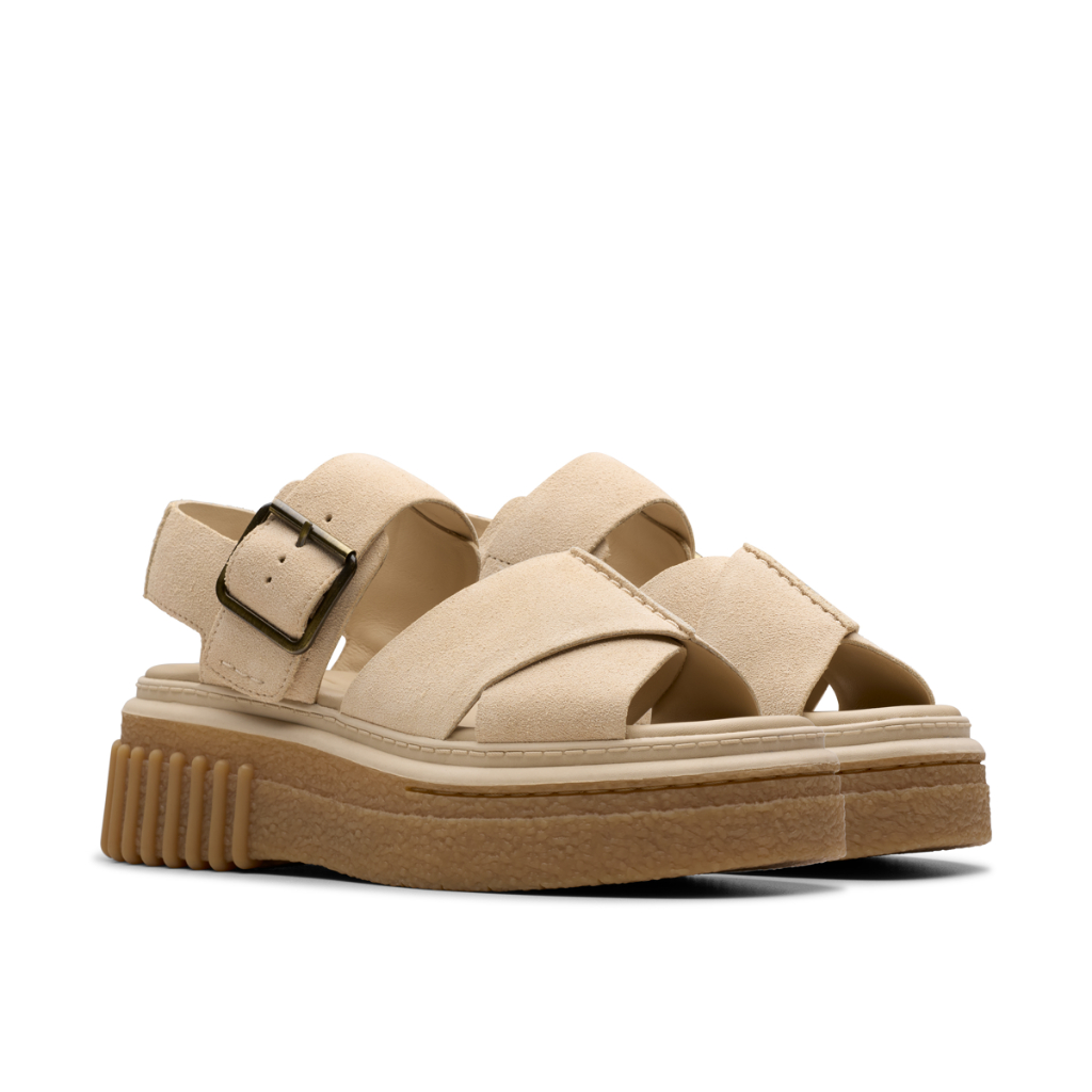 Clarks รุ่น EVAMAR WISH สี ECRU SUEDE รองเท้าแตะรัดส้น หนังกลับ คุณภาพดี ใส่สบาย