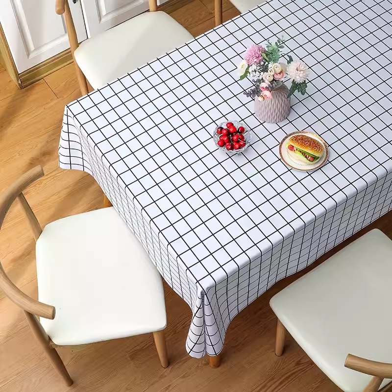 ผ้าปูโต๊ะ PVCกันน้ำ ผ้าคลุมโต๊ะอาหาร กันน้ำกันน้ำมัน 137*137/137*180cm ทำความสะอาดง่าย - รูปที่ 5