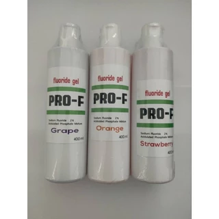 PRO-F fluoride gel x1ขวดx400ML ฟลูออไรเจล มี4กลิ่น กลิ่นสตอเบอรี่ ส้มมะนาวและองุ่น(สินค้าที่ส่งมีชิ้งสีขาว)exp.7-2027