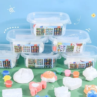 ตุ๊กตาระบายสีปูนปลาสเตอร์ พร้อมสีและพู่กัน 1 มีกล่อง 2 ตัว คละแบบคละสี พร้อมส่งในไทย !!