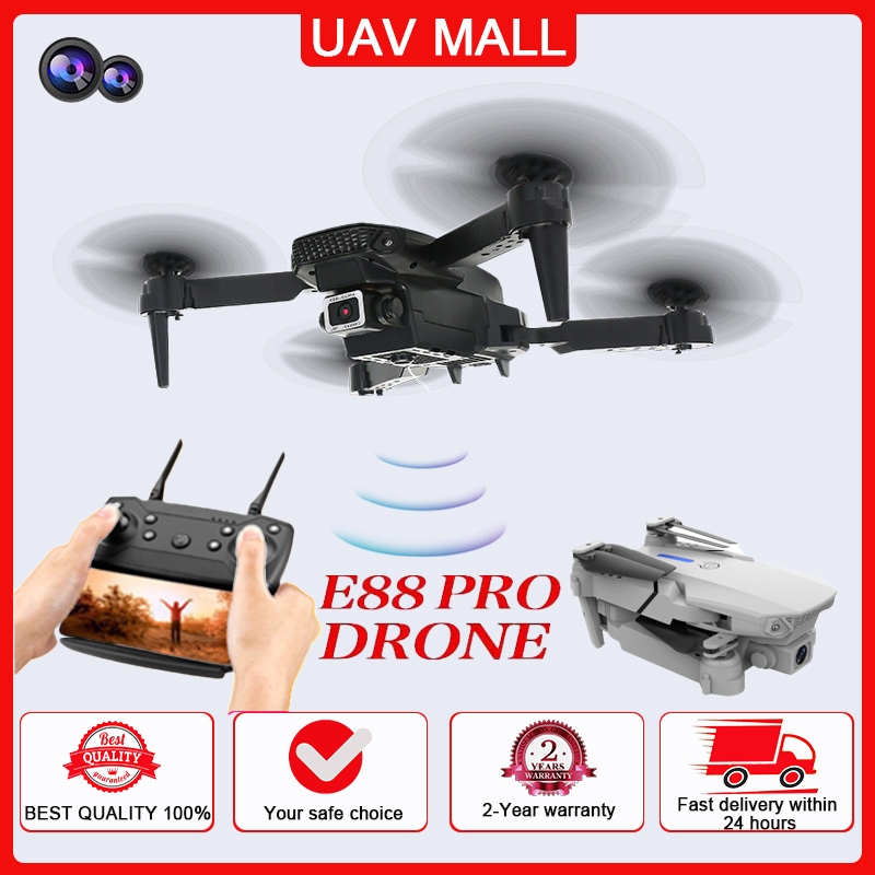 🔥 โดรนบังคับ E88PRO 4K dron กล้องคู่ สี่แกน ออปติคัลไหล พับได้ รีโมตควบคุม เครื่องบิน ของเล่นโดรน