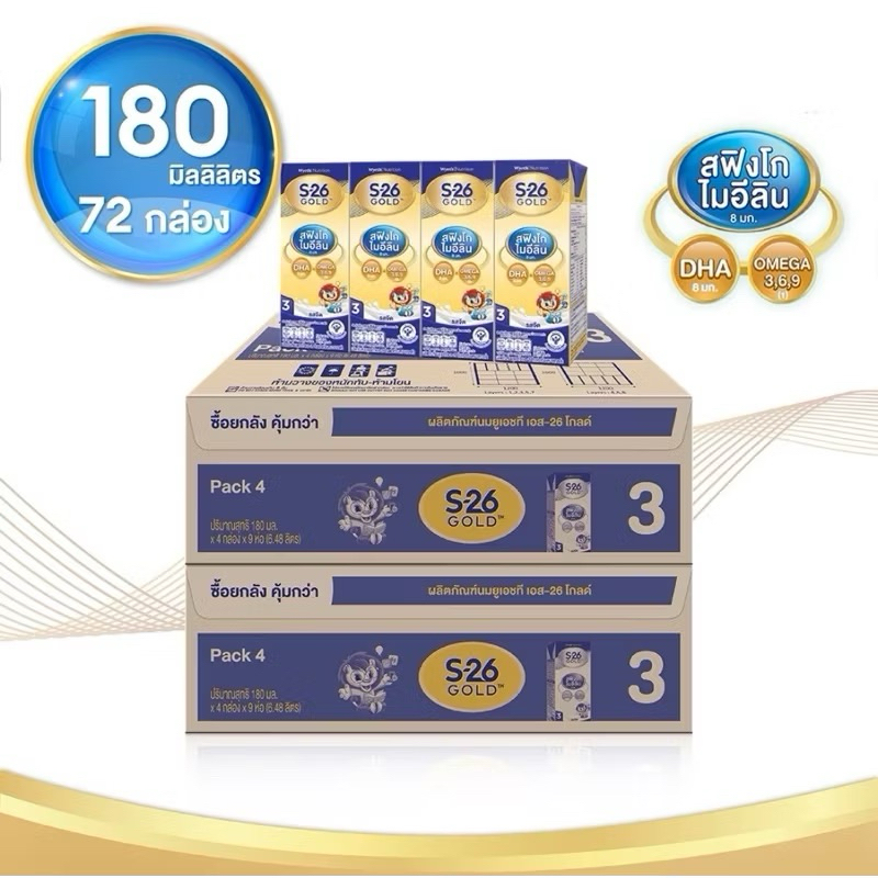 [ยกลัง x2 ลัง ] S-26 Gold UHT นมกล่อง เอส-26 โกลด์ ยูเอชที สูตร3