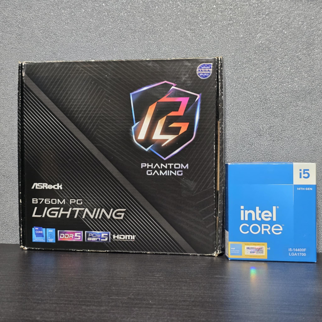CPU (ซีพียู) INTEL CORE I5 14400F 10C/16T + + ASROCK B760M PG LIGHTNING (DDR5) (LGA1700) มือ2 (ครบกล