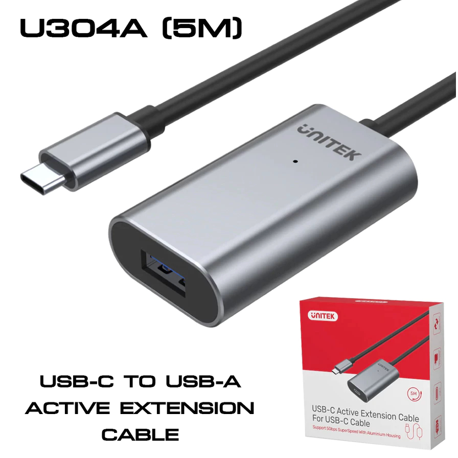 Unitek U304A/U305A USB-C Active Extension Cable 5M สายต่อยาวพร้อมวงจรขยายสัญญาณในตัว