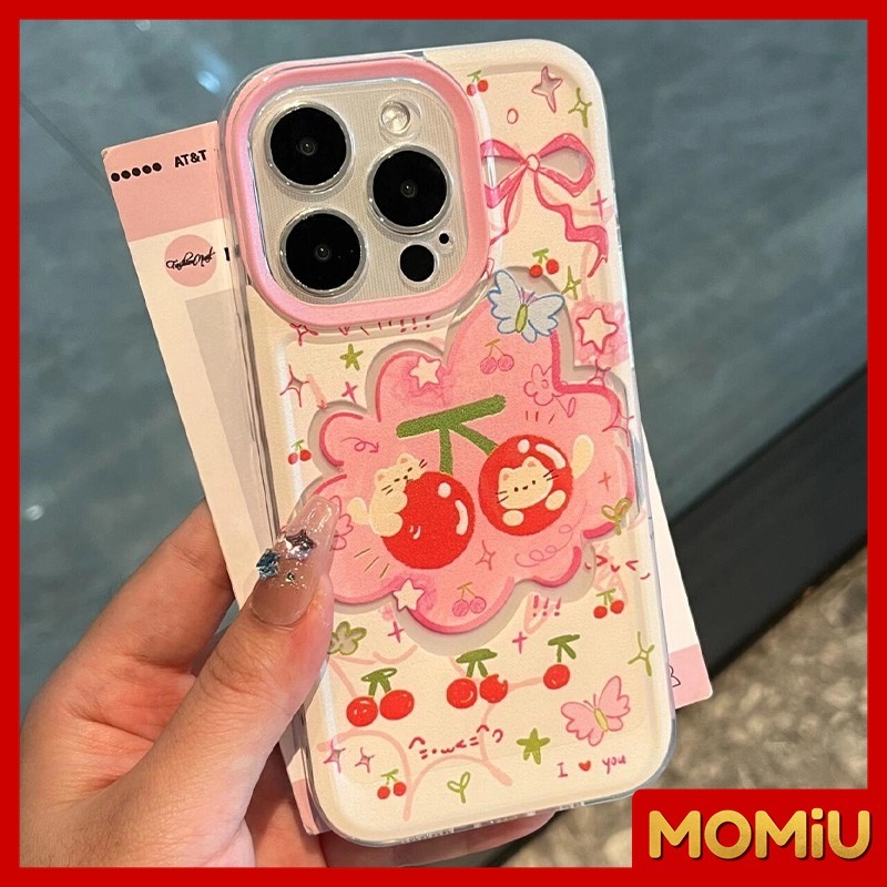 MOMiU - เข้ากันได้สำหรับ เคสไอโฟน11 เคส iphone 16 Pro Max 7Plus XR 12 13 14 15 เคสใส เชอร์รี่ผีเสื้อแสนสวย - รูปที่ 5