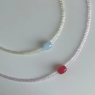 ส่งด่วน! candy necklace สร้อยคอลูกปัด จี้หิน สีสดใส สไตล์เกาหลี ใส่ไปทะเล | ourweekend.stuff