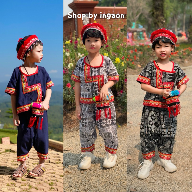 ชุดเด็กดอยผู้ชายSet01(มีไซส์เด็ก1-10ปี)เซ็ตเสื้อ+กางเกง เสื้อพื้นเมืองเด็กผู้ชาย