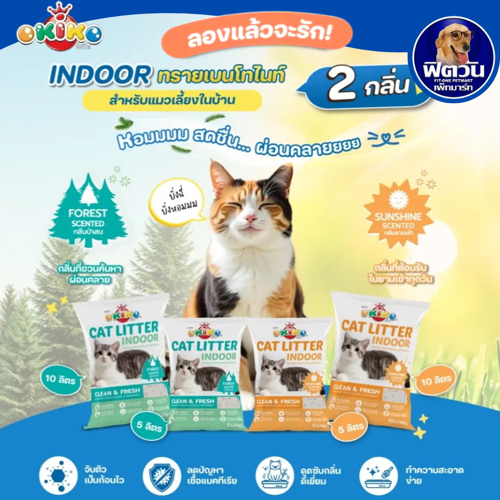 OKIKO Indoor ทรายสำหรับแมว ขนาด 10 ลิตร