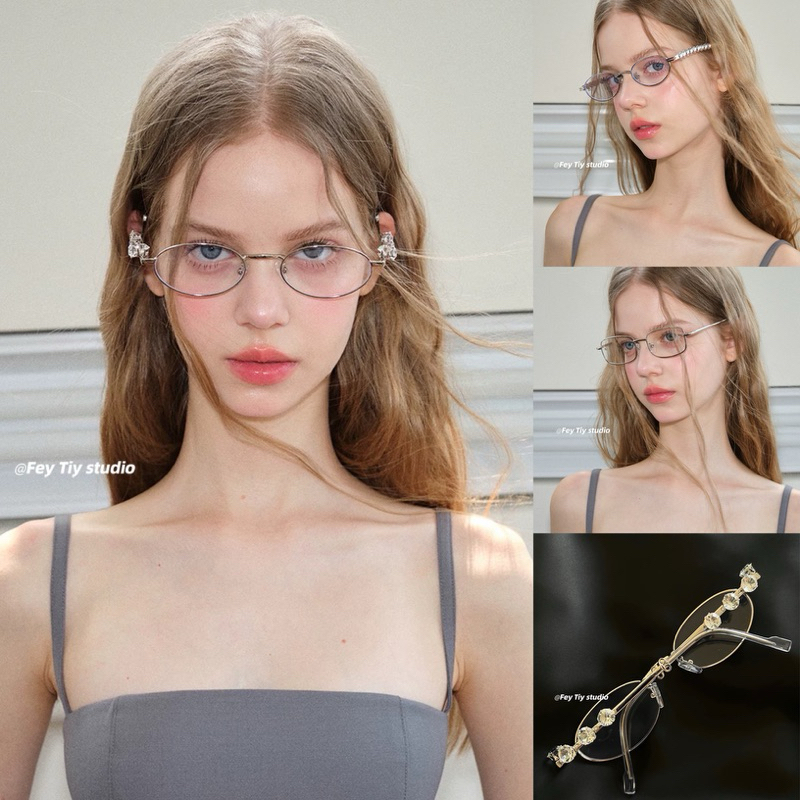 gurls.girl | Fey Tiy studio glasses (พร้อมส่ง) แว่นแฟชั่นกรอบเงิน ส่งจากไทย