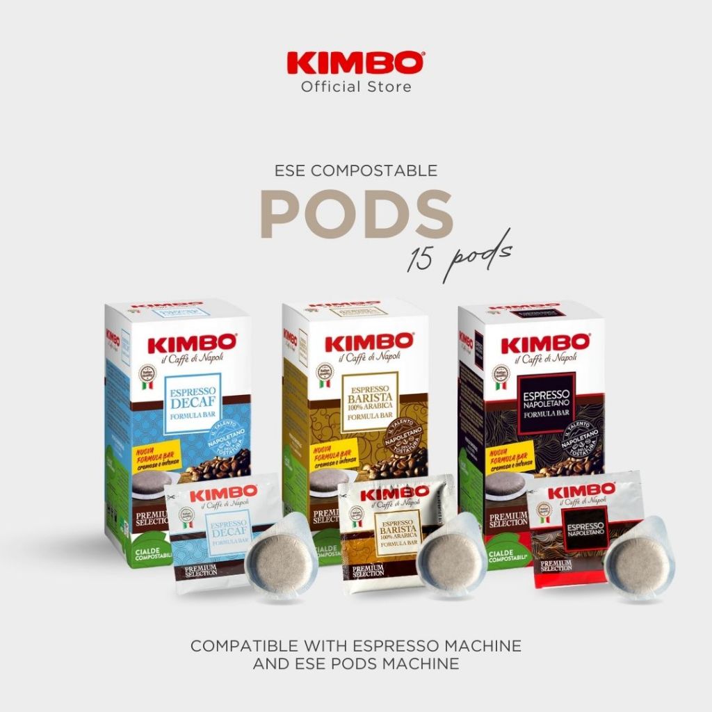 Kimbo ESE Coffee Pods กาแฟคิมโบ แบบพ็อดส์ 15 พ็อดส์ต่อกล่อง (Imported from Italy)
