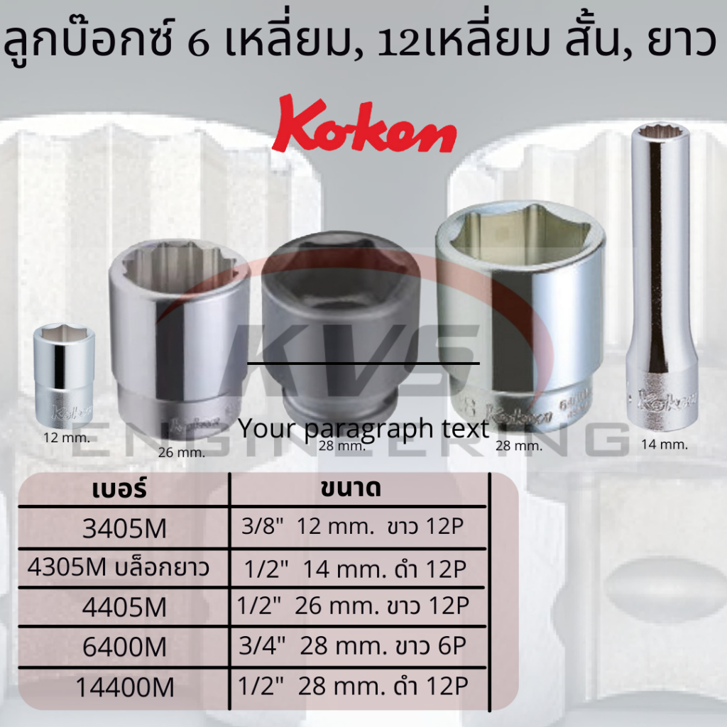 ลูกบล็อก KOKEN บล็อกลม บล็อกมือ